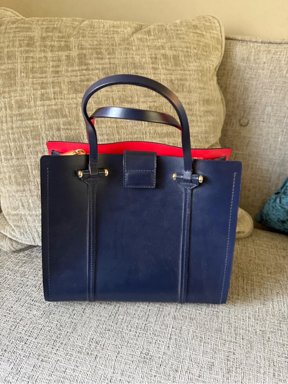 Kate spade Navy and Red Structured Tote Bag for Women